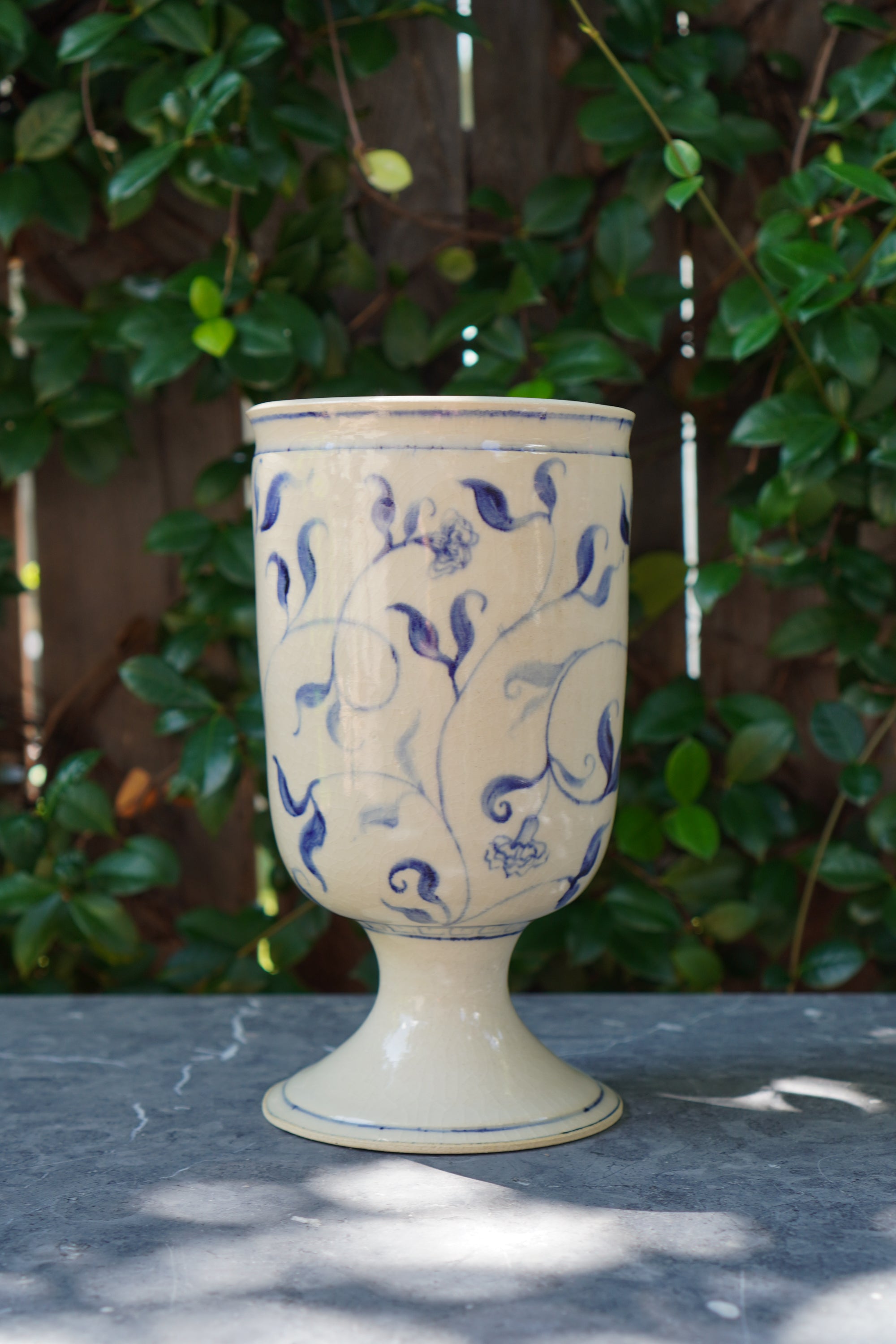Large Footed Vase | Blue