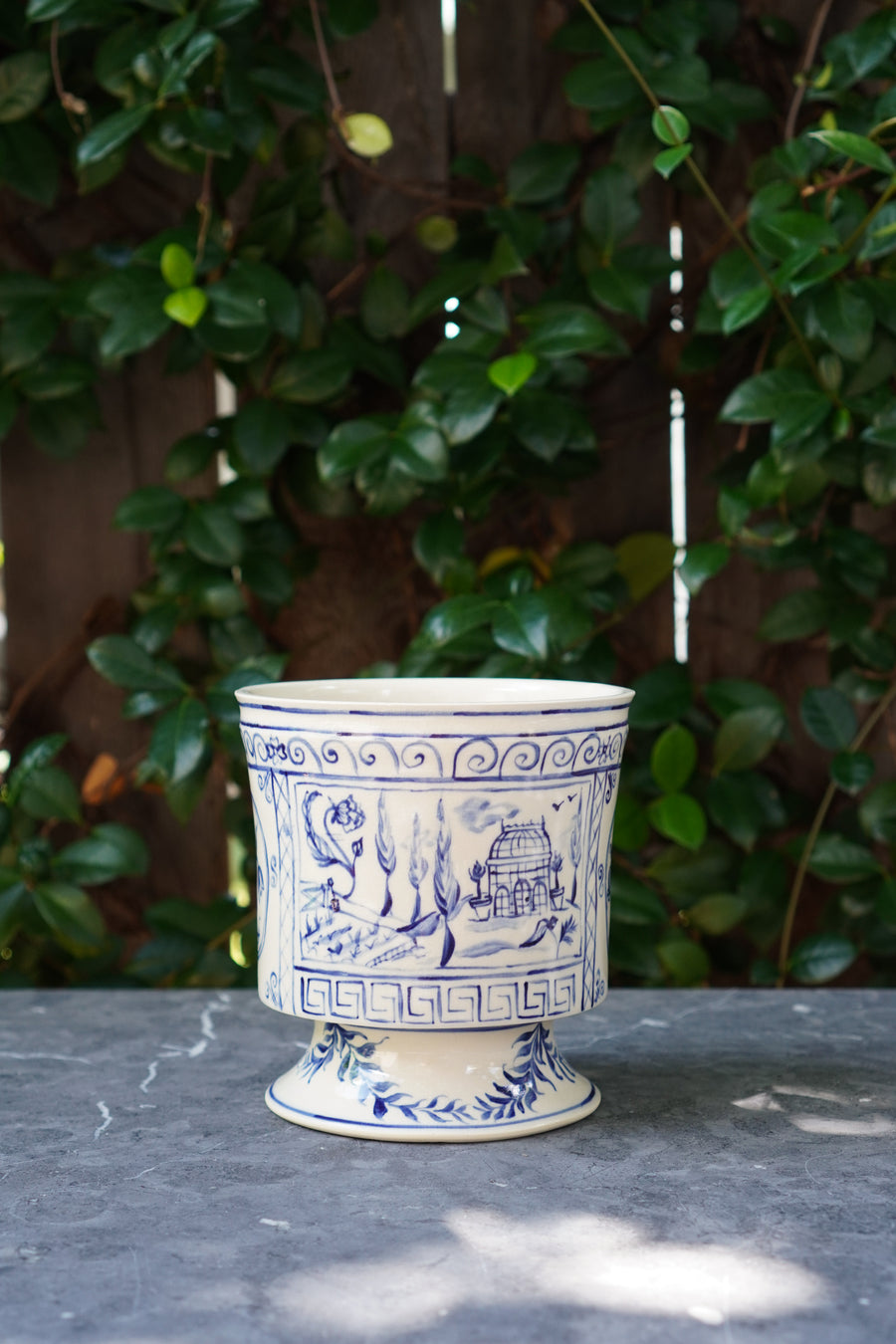 Footed Porcelain Cache Pot 02