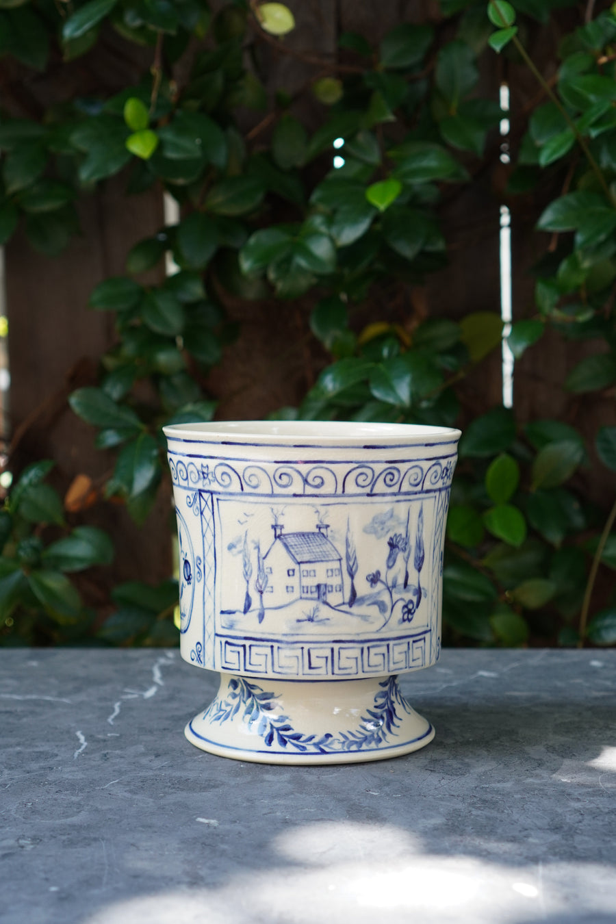 Footed Porcelain Cache Pot 02