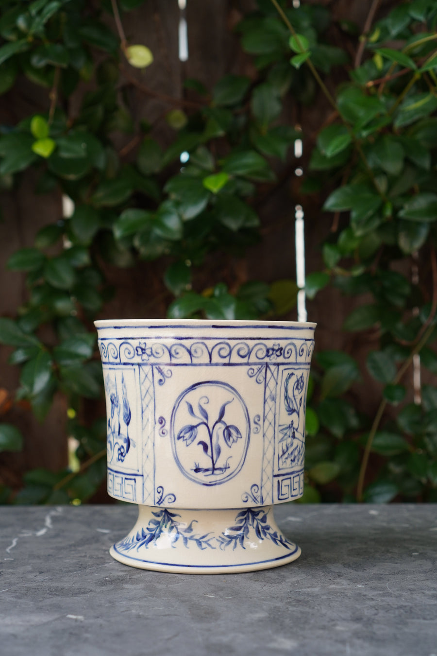 Footed Porcelain Cache Pot 02
