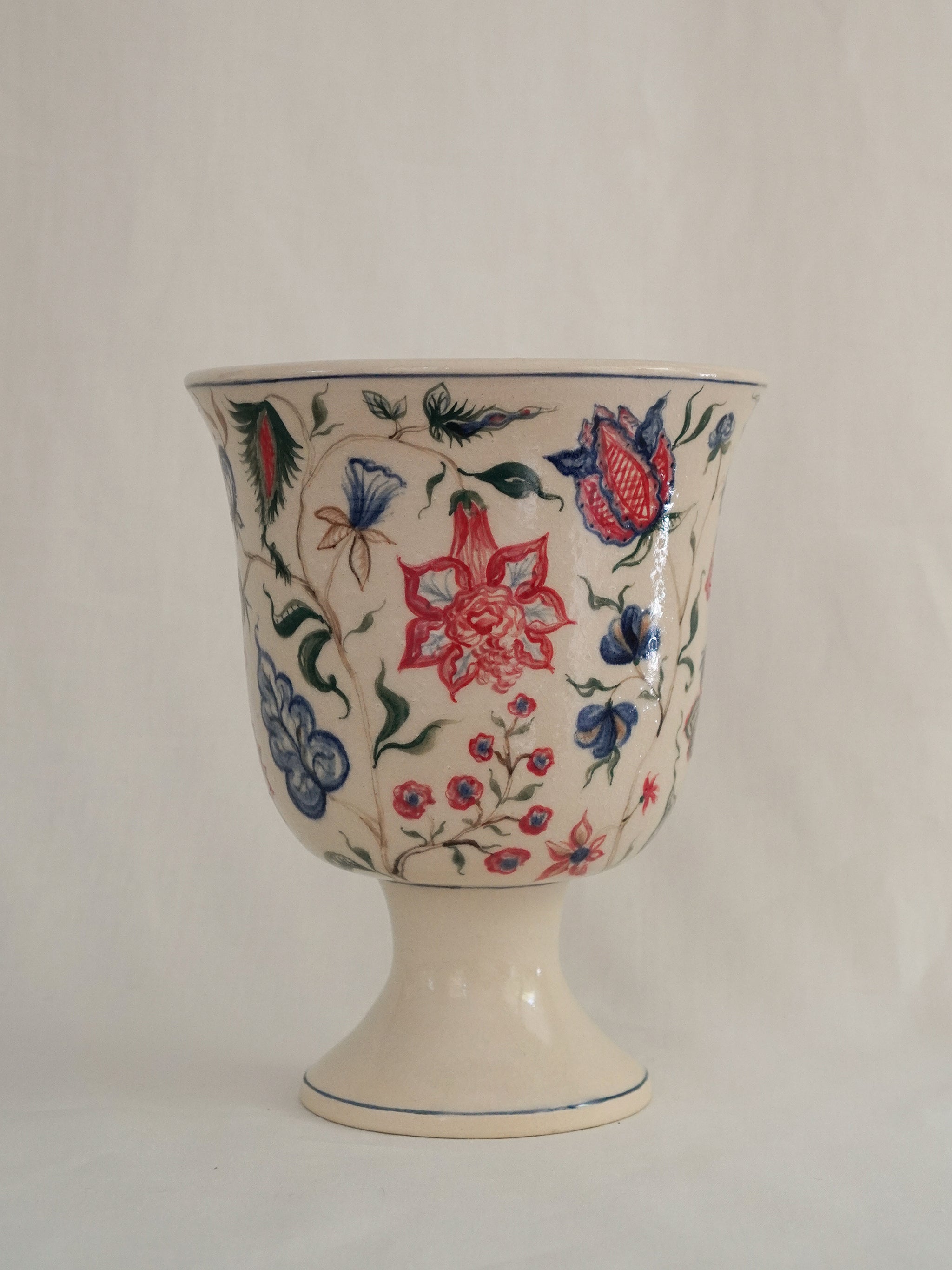Large Footed Vase | Polychrome Chintz