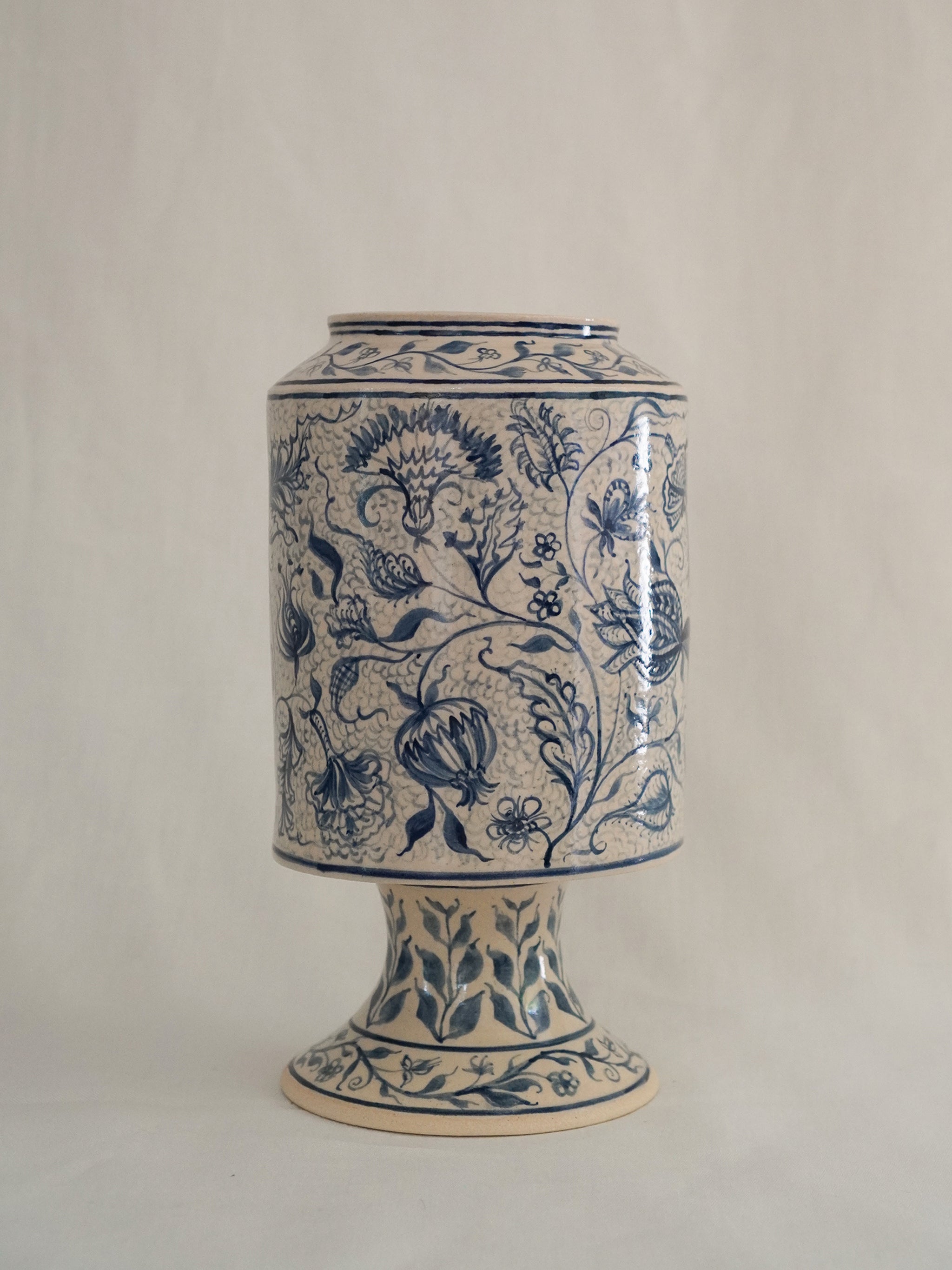 Large Footed Vase | Blue Chintz