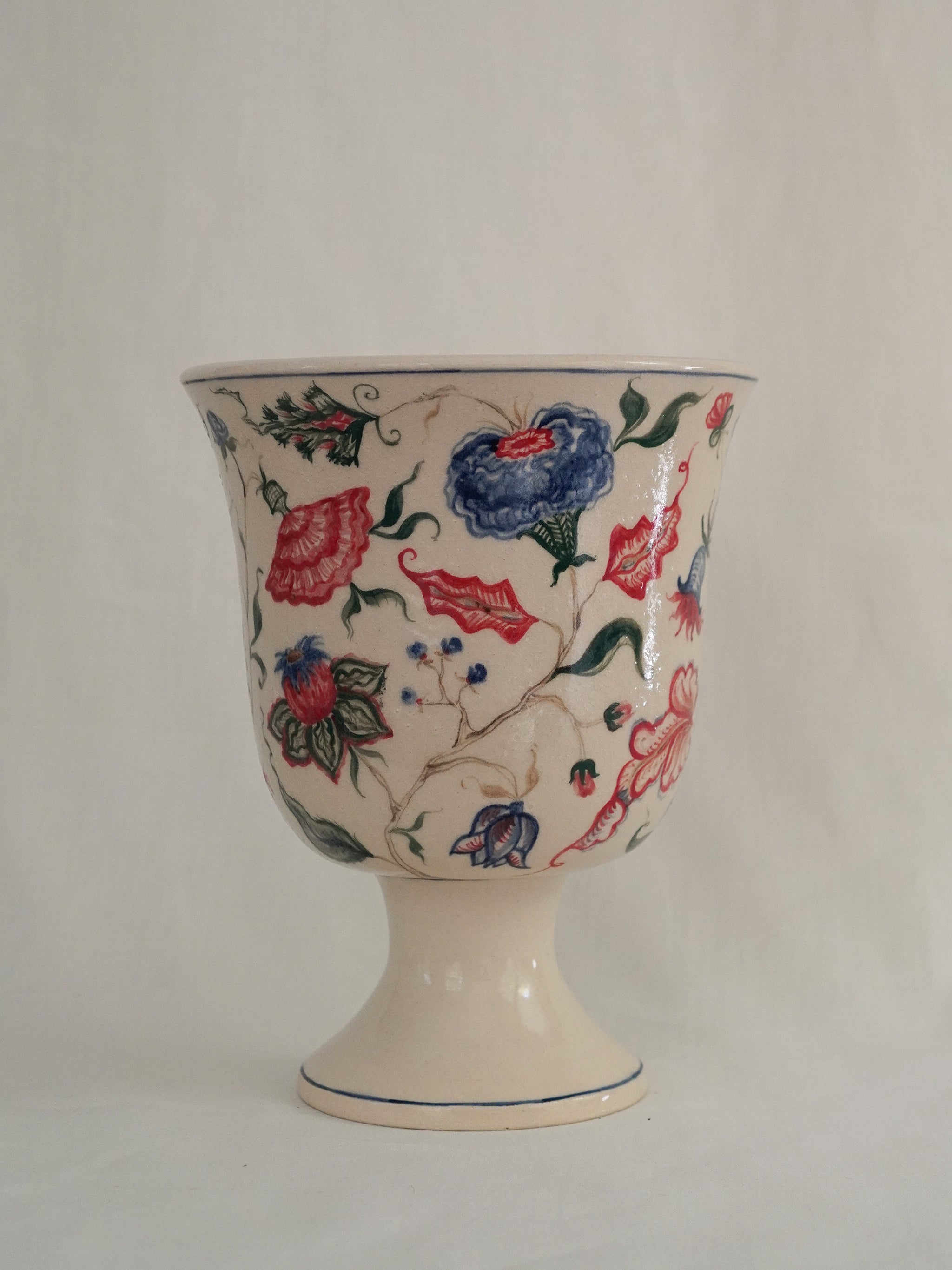 Large Footed Vase | Polychrome Chintz
